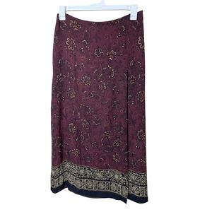 Vintage Jones New York Purple Floral Paisley Silk Maxi Skirt